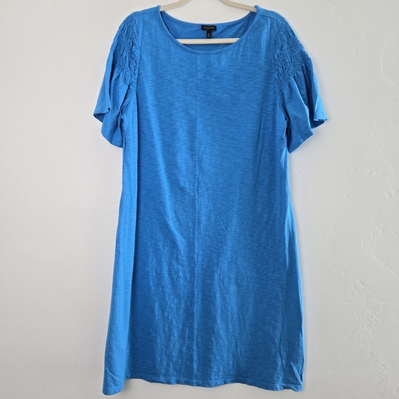 Talbots Dresses & Skirts - Talbots Blue Midi Dress Cotton Modal Blend Space Dye Size XL